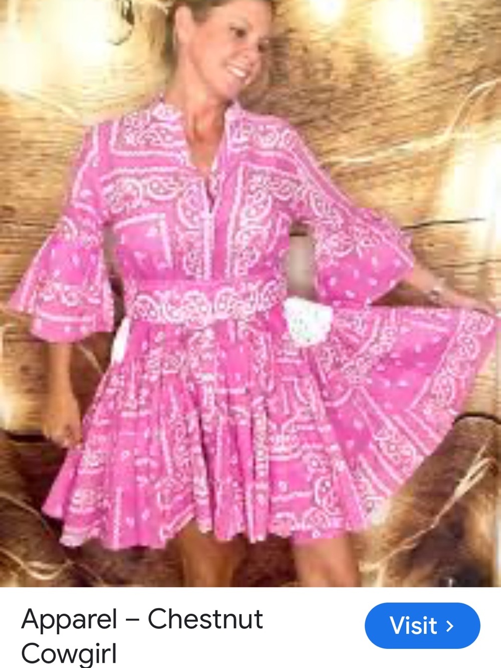 Chestnut Cowgirl Bandana Dress in color of Pink.